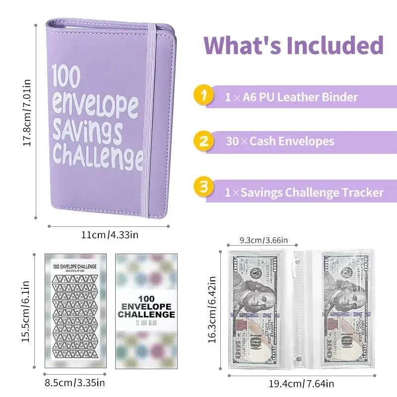 2026 New Model 100 Envelopes Money Saving Challenge with Cute Stickers, Money Saving Binder with Cash Envelopes, Budget Binder Savings Challenge Book for 100 Day to Save $5,050 for Budgeting Planner