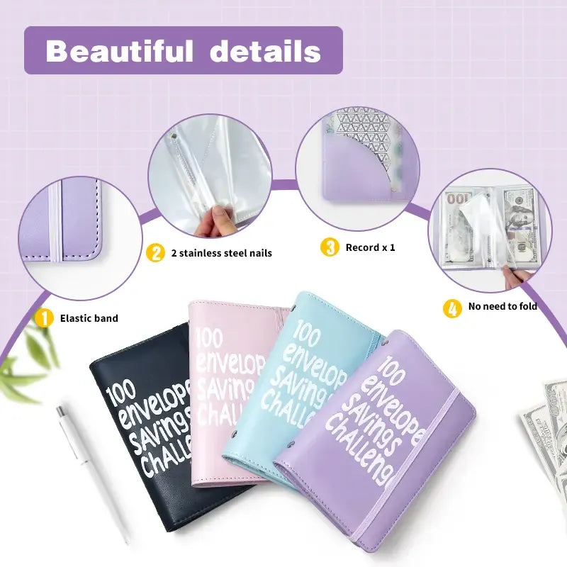 2026 New Model 100 Envelopes Money Saving Challenge with Cute Stickers, Money Saving Binder with Cash Envelopes, Budget Binder Savings Challenge Book for 100 Day to Save $5,050 for Budgeting Planner