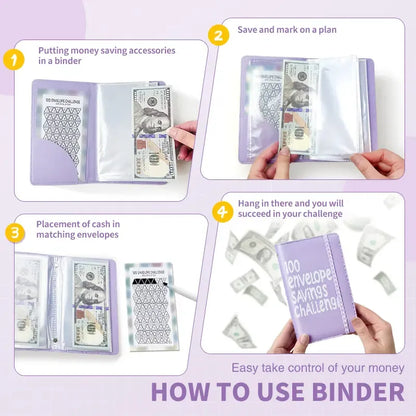 2026 New Model 100 Envelopes Money Saving Challenge with Cute Stickers, Money Saving Binder with Cash Envelopes, Budget Binder Savings Challenge Book for 100 Day to Save $5,050 for Budgeting Planner
