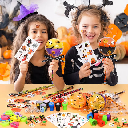 30-Pack Halloween Multicolor-with-Light Trick or Treat Lollipop Stationery Kit - Card+Gift in 1, Classroom Gifts, Child Party Supplies, Goodie Bag Fillers
