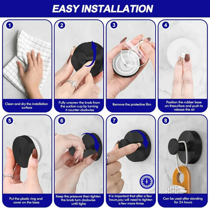 Shower Suction Cup Hooks (2/4/6 PCS) with Replaceable Core, Vacuum Locking No-Drill Removable Self-Adhesive Hooks for Bathroom Glass Tile, Home Organizers Holds Towels, House Accessories for Apartment Stuff &amp; Bathroom Decor Ideas