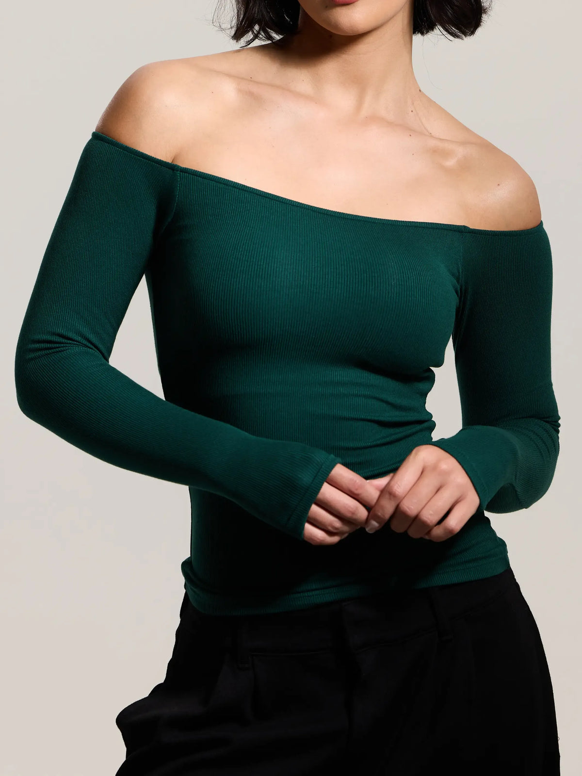 Braless Off the Shoulder Top-Fitted Women's Top with built in removeable padding