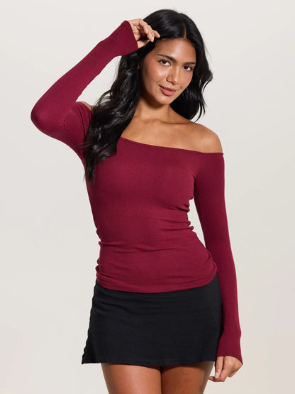 Braless Off the Shoulder Top-Fitted Women's Top with built in removeable padding