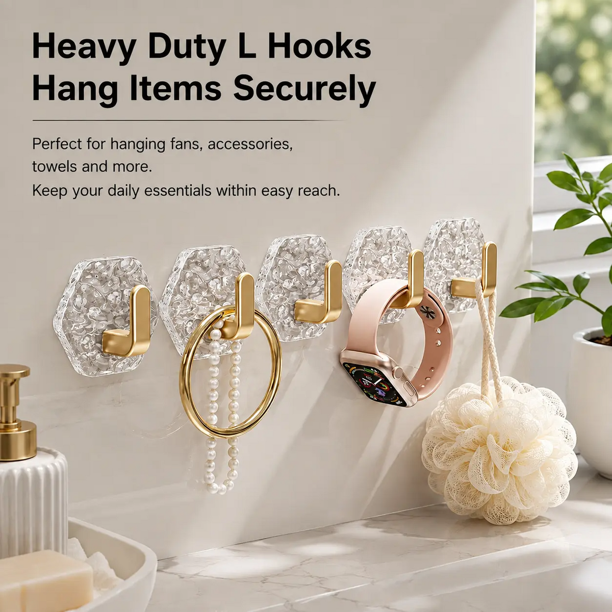 Heavy-Duty Self-Adhesive Hexagonal Hooks