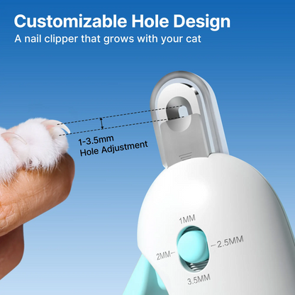 Cat Nail Clipper with 4-Size Adjustable Trimming Hole & Hidden Nail File | Safe Toenail Trimmer for Kittens & Indoor Cats | Anti-Splash Claw Cutter for Pet Grooming (Blue) #backtoschool