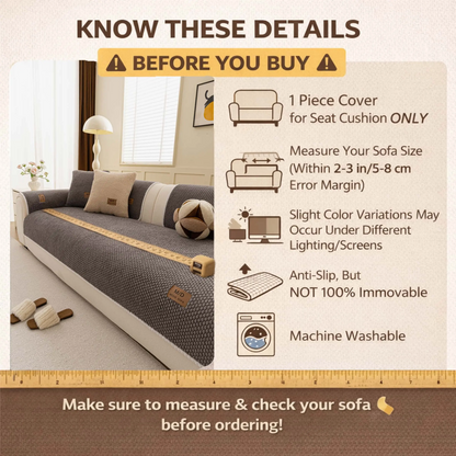 Luxury Thick Removable Couch Cover, 1 Count Soft Textured Seat Pad, Non-Slip Washable Universal Sofa Protector