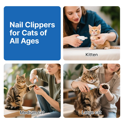 Cat Nail Clipper with 4-Size Adjustable Trimming Hole & Hidden Nail File | Safe Toenail Trimmer for Kittens & Indoor Cats | Anti-Splash Claw Cutter for Pet Grooming (Blue) #backtoschool