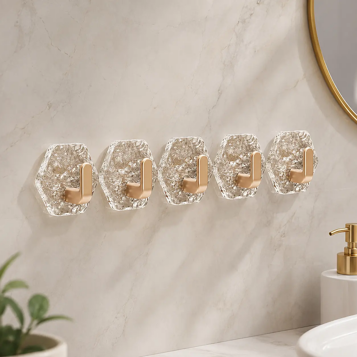 Heavy-Duty Self-Adhesive Hexagonal Hooks
