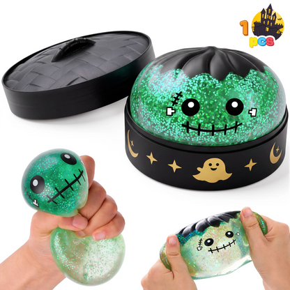 Halloween Dumpling Stress Relief Toys, 1pcs/3pcs/6pcs with Steamer Storage Boxes,Slow‑rebound maltose squishy toys, ideal for Halloween party gifts, featuring grimace pumpkin and little devil designs