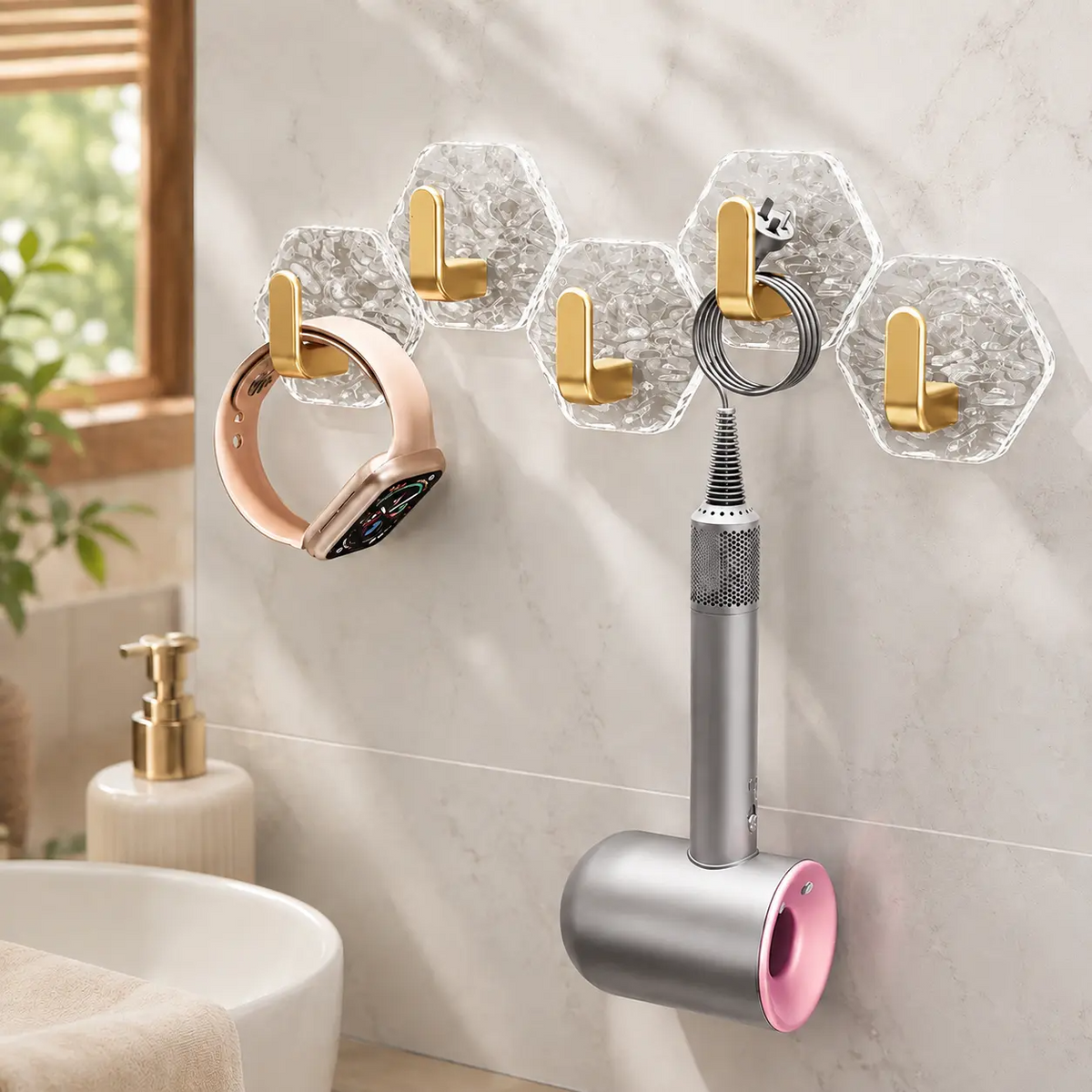 Heavy-Duty Self-Adhesive Hexagonal Hooks