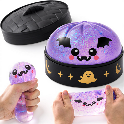 Halloween Dumpling Stress Relief Toys, 1pcs/3pcs/6pcs with Steamer Storage Boxes,Slow‑rebound maltose squishy toys, ideal for Halloween party gifts, featuring grimace pumpkin and little devil designs