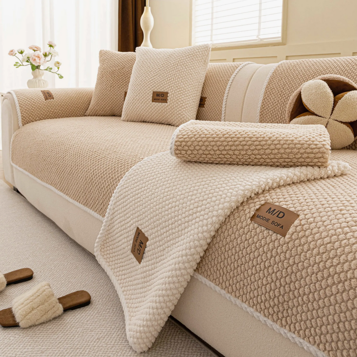 Luxury Thick Removable Couch Cover, 1 Count Soft Textured Seat Pad, Non-Slip Washable Universal Sofa Protector