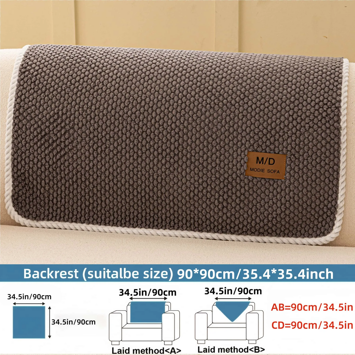 Luxury Thick Removable Couch Cover, 1 Count Soft Textured Seat Pad, Non-Slip Washable Universal Sofa Protector